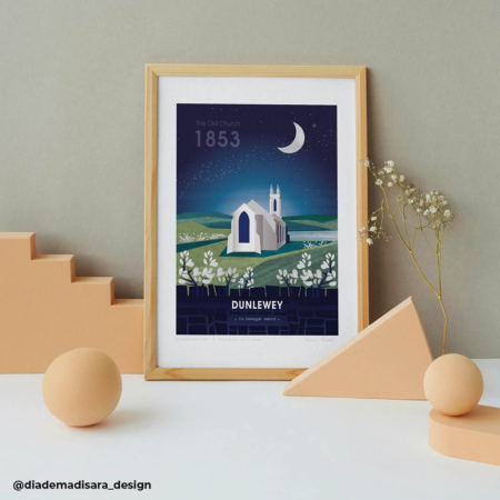 Dunlewey Co. Donegal the Old Church Print design